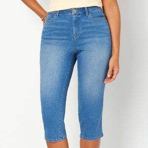 Pull-On Slimming  Stretch Crop shaped …light denim